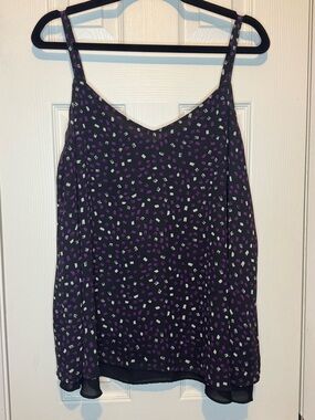 Torrid Black Cami with Purple & White Confetti Pattern